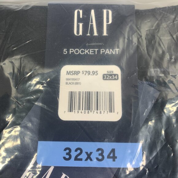 Gap Men's Slim Fit 5 Pocket Stretch Pant Size 32x34 Black NWT MSRP $79.95 - Picture 8 of 10